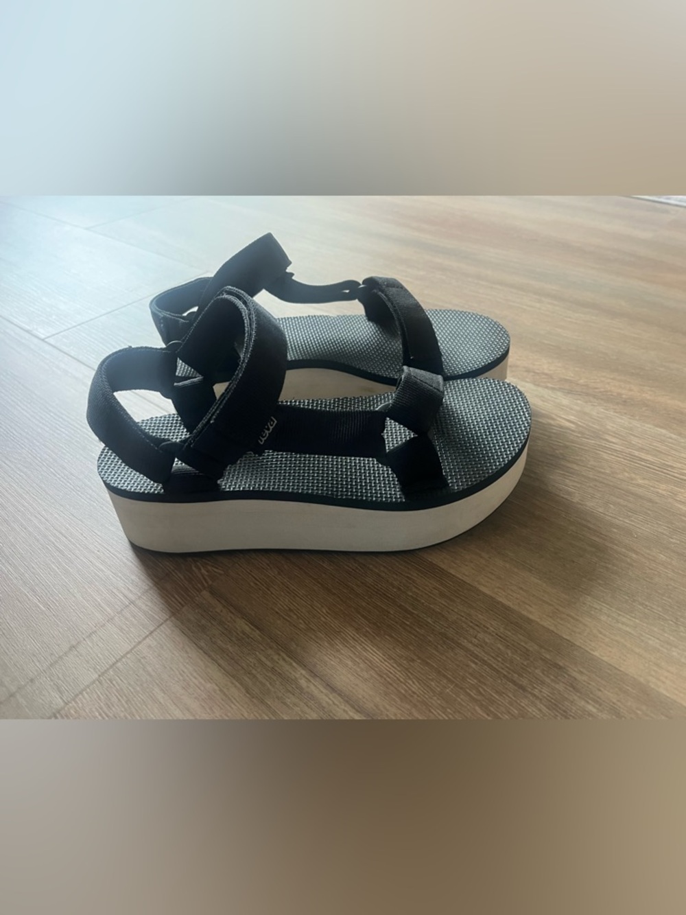 Black & White Platform Teva Sandals - Women size 5